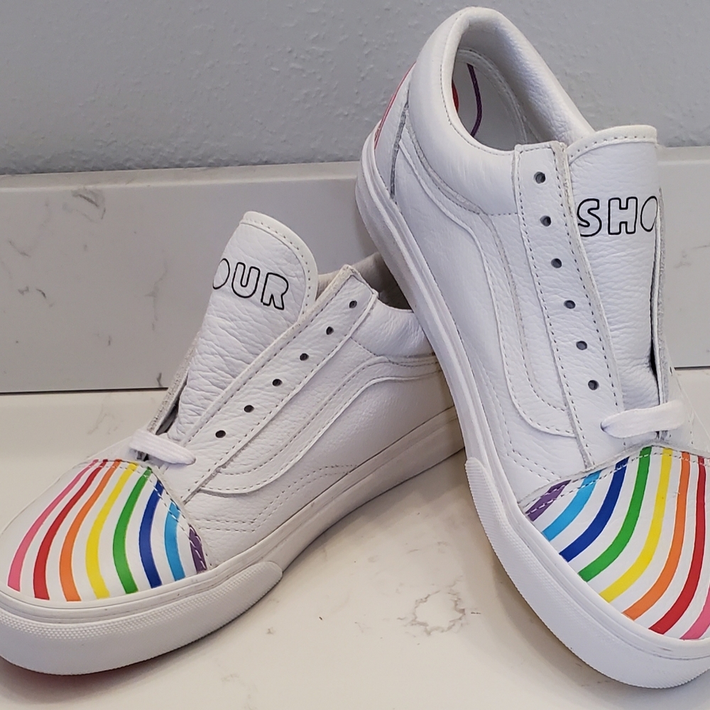 Vans Flour Shop Old Skool Rainbow/white Amirah Kassem  #00497617 Women7. 5Men 6